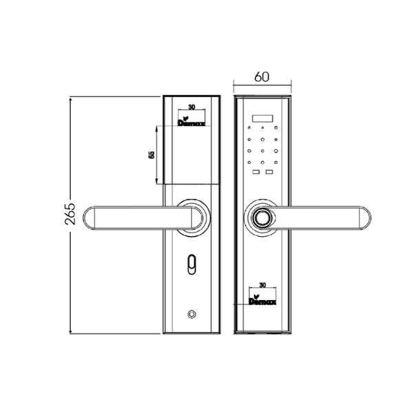 Kích thước của Khóa cửa điện tử Demax SL266 BN - APP WIFI Kích thước của Khóa cửa điện tử Demax SL266 BN - APP WIFI