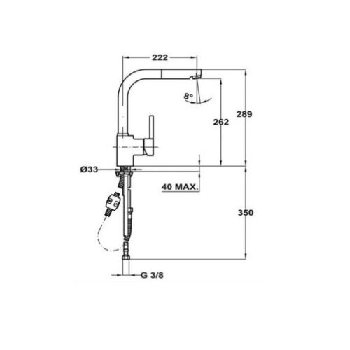 Vòi rửa Teka Sink faucet pull out ARN 938 3 Kích thước của Vòi rửa Teka Sink faucet pull out ARN 938