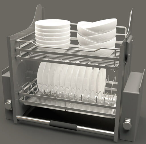 Rổ bát đĩa di động lướt dẹt Lento Hafele 504.76.014 Inox 304