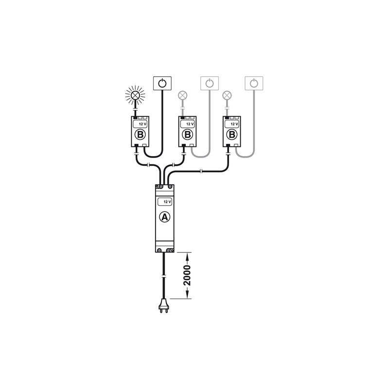 Bộ chia đèn Led 12V 3 ngõ ra Hafele 833.74.751 Bộ chia đèn Led 12V 3 ngõ ra Hafele 833.74.751