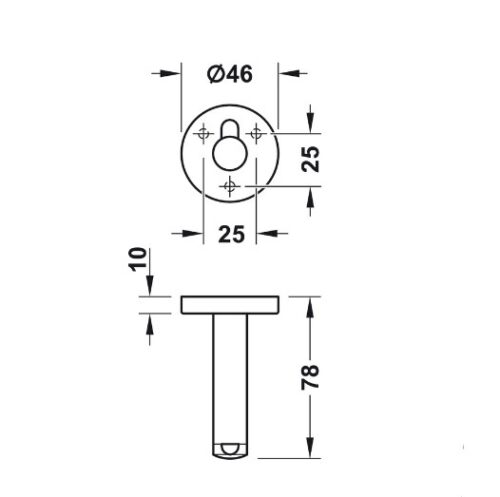Kích thước của Chặn cửa nhà vệ sinh công cộng Hafele 988.98.160