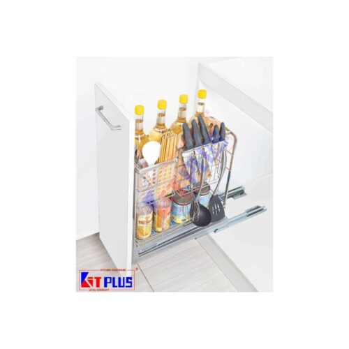 Giá dao thớt nan dẹt inox mờ, ray giảm chấn Kit Plus EC VIP.25