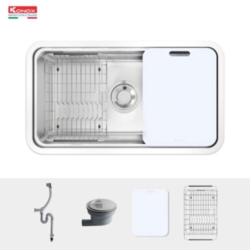 Chi tiết chậu rửa bát đá 1 hố Konox KN8347SU Dekor Basic