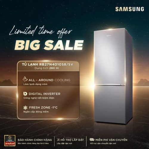 Tủ Lạnh 2 cánh Inverter 280 Lít Samsung RB27N4010S8/SV