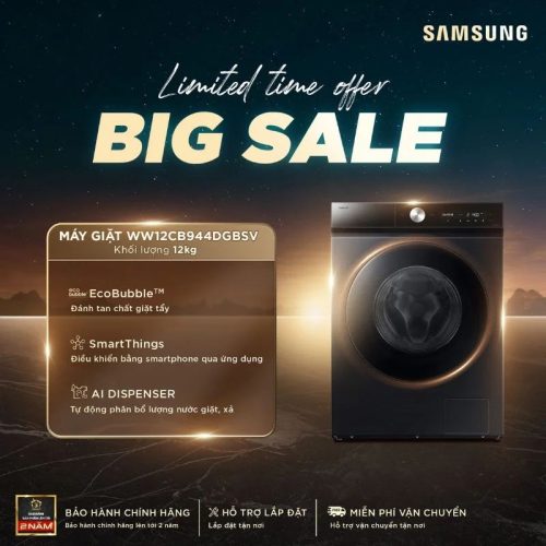 Máy Giặt Samsung Inverter 12 Kg WW12CB944DGBSV cửa trước