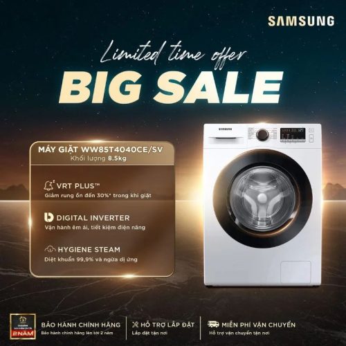 Máy Giặt Samsung Inverter 8.5 Kg WW85T4040CE/SV