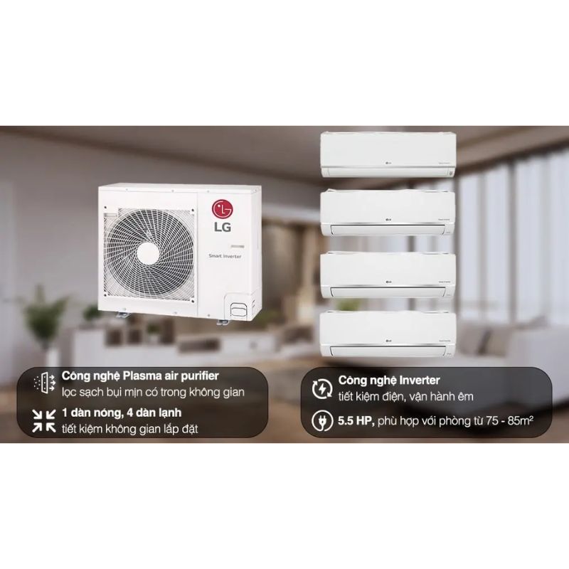 Ảnh bộ máy lạnh Multi LG Inverter 4 dàn lạnh 5 HP Z5UQ48GFA0 Ảnh bộ máy lạnh Multi LG Inverter 4 dàn lạnh 5 HP Z5UQ48GFA0