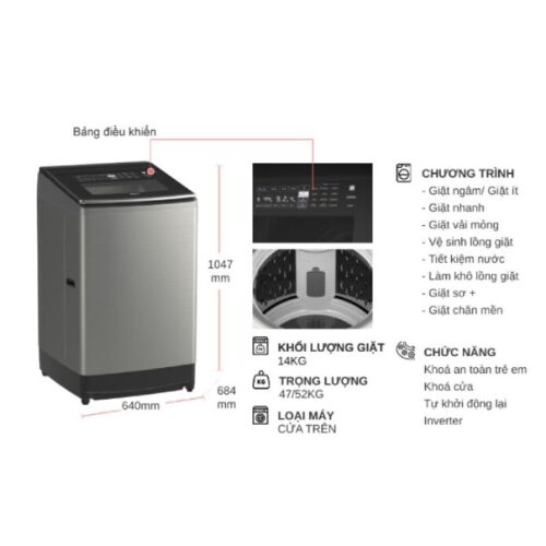 Máy Giặt Hitachi Inverter 14 Kg SF-140TCV SL cửa trên 4 Kích thước máy Giặt Hitachi Inverter 14 Kg SF-140TCV SL cửa trên