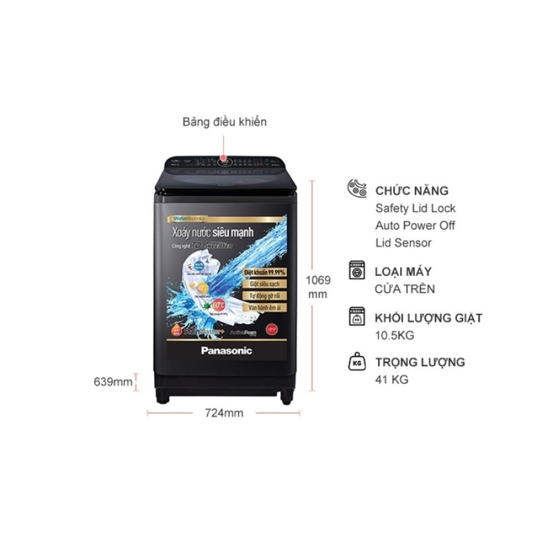 Máy Giặt Panasonic Inverter 10.5 Kg NA-FD10VR1BV cửa trên Máy Giặt Panasonic Inverter 10.5 Kg NA-FD10VR1BV cửa trên