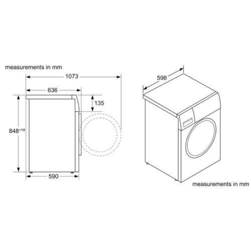 Kích thước máy Giặt Sấy Bosch Giặt 10 Kg - Sấy 6 Kg WNA254U0SG