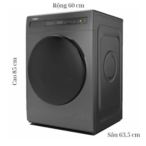 Kích thước máy Giặt Sấy Whirlpool Inverter Giặt 9.5 Kg - Sấy 7 Kg WWEB95702FG