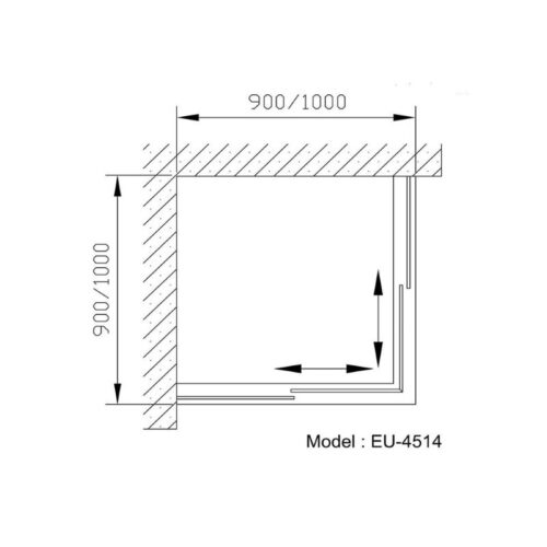 Kích thước phòng tắm vách kính Euroking EU-4514 900mm