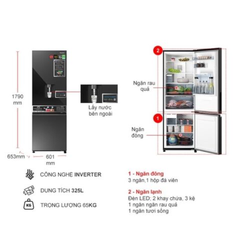Kích thước cánh Inverter 325 Lít Panasonic NR-BV361WGKV
