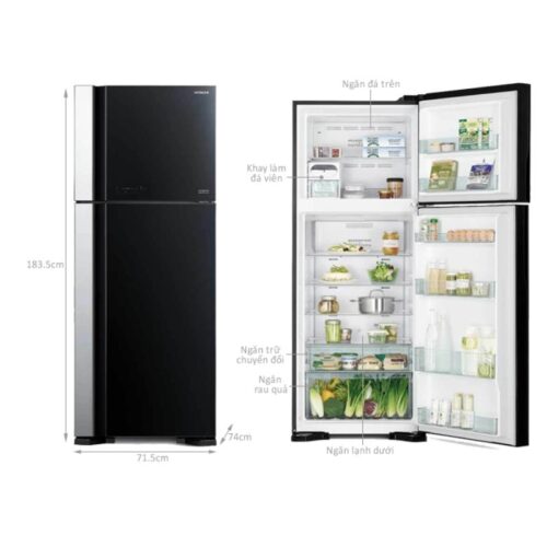 Kích thước tủ Lạnh 2 cánh Inverter 489 Lít Hitachi R-FG560PGV8X GBK