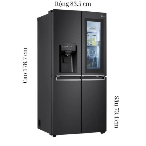 Kích thước tủ Lạnh 4 cánh Multi Door Inverter 496 Lít LG GR-X22MBI