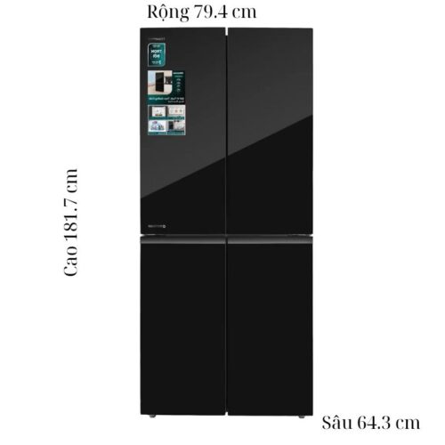 Kích thước tủ Lạnh 4 cánh Multi Doors Inverter 427 Lít Hisense RQ519N4EBU