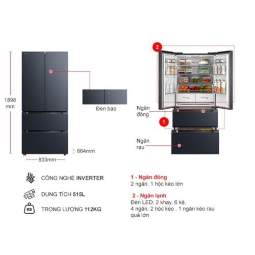 Tủ Lạnh 4 cánh Multi doors Inverter 515 Lít Toshiba GR-RF669WI-PGV(A9)-BG 4 Kích thước tủ Lạnh 4 cánh Multi doors Inverter 515 Lít Toshiba GR-RF669WI-PGV(A9)-BG