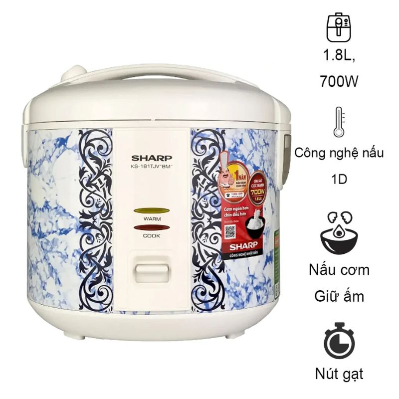 Nồi cơm điện Sharp KS-181TJV "BM" 1.8 lít Nồi cơm điện Sharp KS-181TJV "BM" 1.8 lít