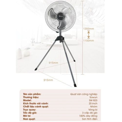 Hình ảnh quạt đứng công nghiệp Sowun SW-823