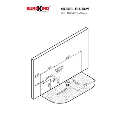 Kích thước bồn tắm massage Euroking EU-1029