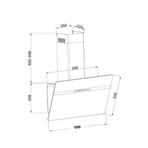 Kích thước máy hút mùi áp tường GrandX GX H70S86G