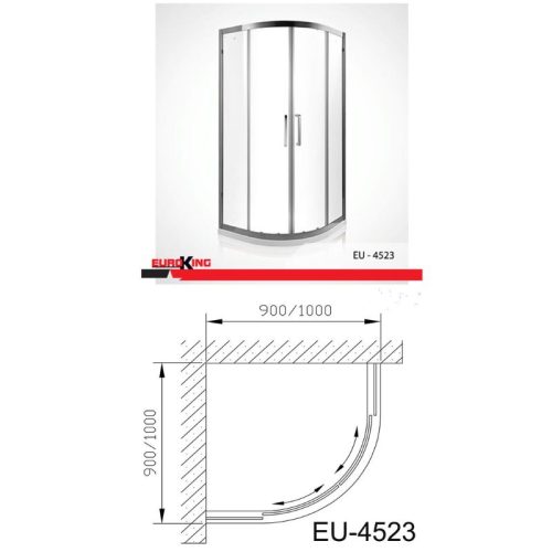 Kích thước phòng tắm vách kính Euroking EU-4523 1000mm