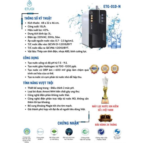 Ảnh máy lọc nước ion kiềm Etugi ETG-01D-N