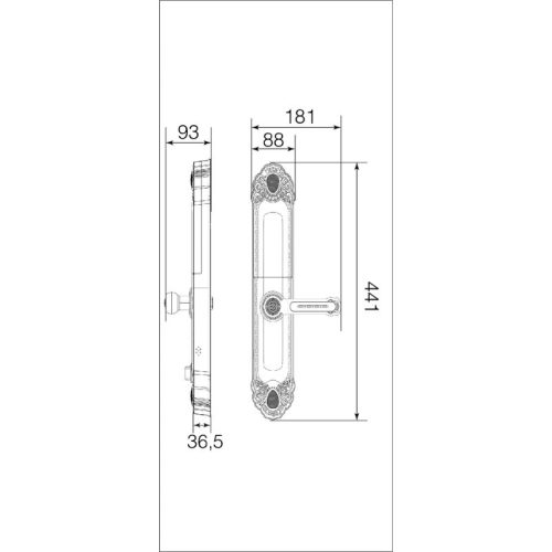Kích thước khóa thông minh Faster FS039-1-AC