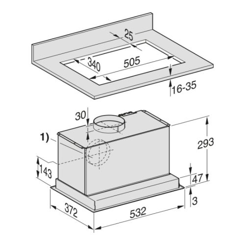 Bảng điều khiển máy hút mùi âm trần Miele DA 2558