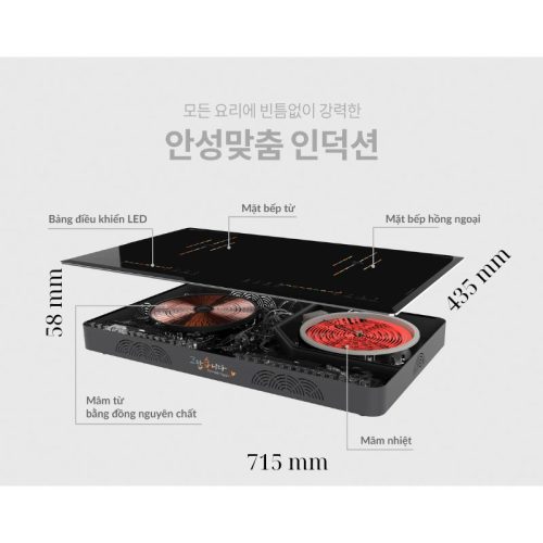 Kích thước bếp từ đôi Hawonkoo CEH-202-II