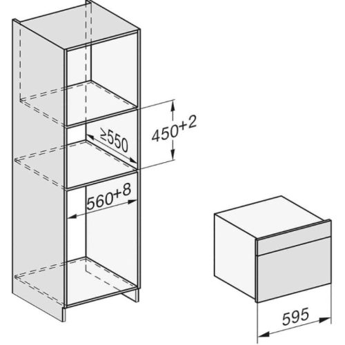 Kích thước lò hấp âm tủ Miele DG 2840