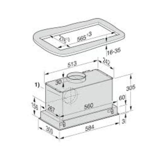 Kích thước máy hút mùi âm trần Miele DA 2668-60cm