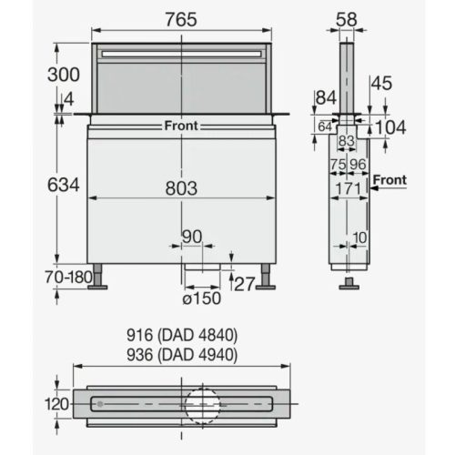 Kích thước máy hút mùi đảo Miele DAD 4940