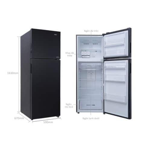 Tủ lạnh 2 cánh ngăn đá dưới Inverter 324 lít Aqua AQR-B390MA(HB) 4 Kích Thước Tủ lạnh 2 cánh ngăn đá trên Inverter 333 lít Aqua AQR-T352FA(FB)