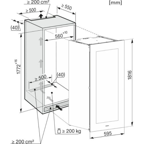 Tủ rượu Miele KWT 6722 iGS OBSW 3 Kích thước tủ rượu Miele KWT 6722 iGS OBSW