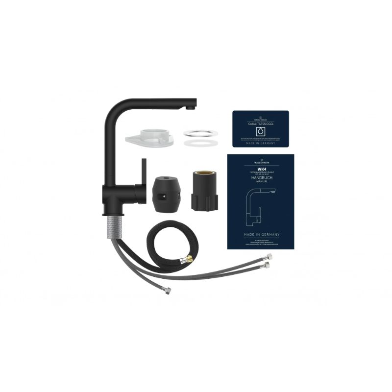 Chi tiết vòi rửa bát Wasserwerk WK 4 Black 700416 màu đen có dây rút Chi tiết vòi rửa bát Wasserwerk WK 4 Black 700416 màu đen có dây rút