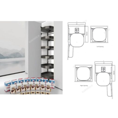 Kích thước tủ kho 6 tầng xoay âm tủ Eurogold EUM6L60XG