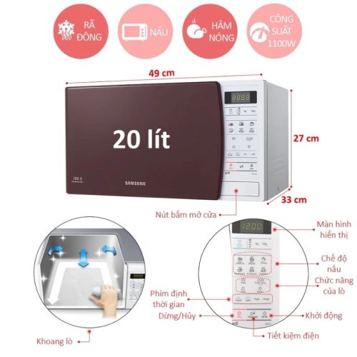 Kích Thước Lò vi sóng Samsung GE731K/XSV