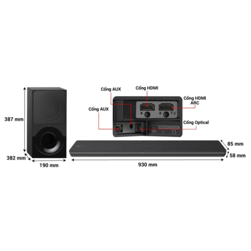 Kích thước Loa SoundBar Sony HT-X9000F//MSP1