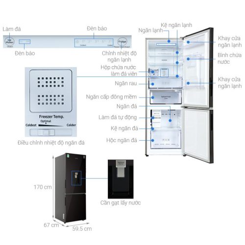 Kích Thước Tủ lạnh Samsung Inverter 307 lít RB30N4190BY/SV