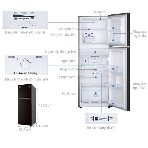 Kích Thước Tủ lạnh Samsung Inverter 236 lít RT22M4032BY/SV