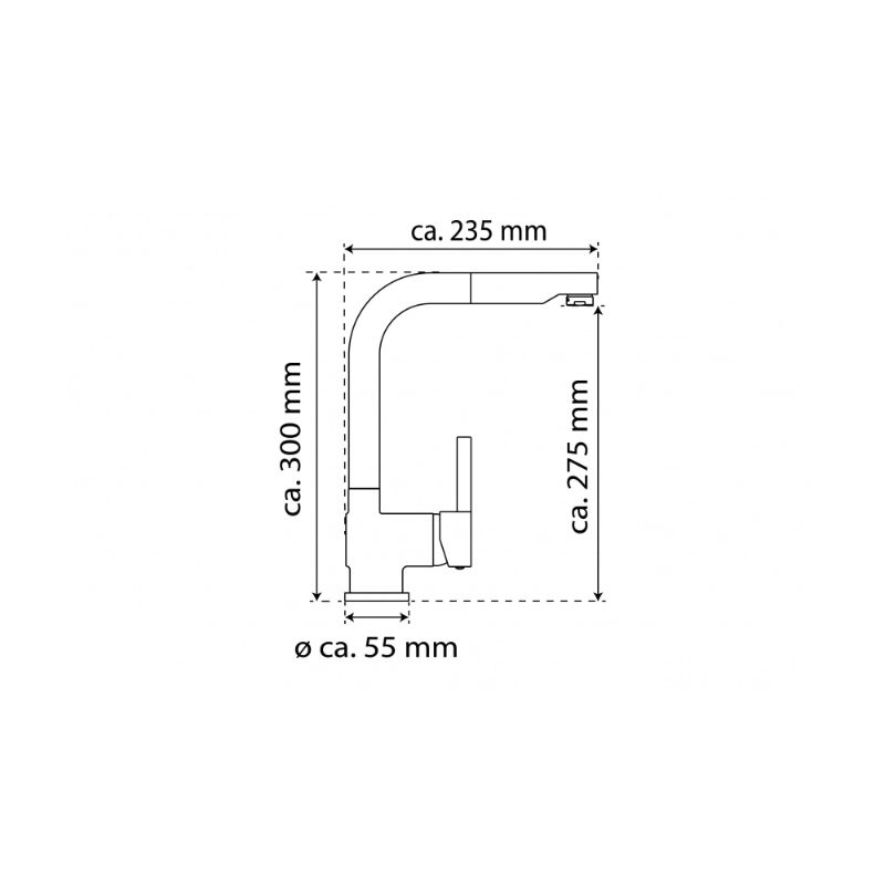 Kích thước vòi rửa bát Wasserwerk WK 4 Black 700416 màu đen có dây rút Kích thước vòi rửa bát Wasserwerk WK 4 Black 700416 màu đen có dây rút