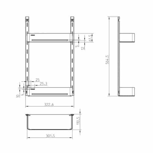 Kích thước Rổ Gắn Cánh Door Agent Hafele 545.14.300