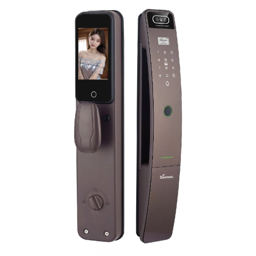 Khóa thông minh nhận diện khuôn mặt Face ID_3D Demax EL910 MB APP màu nâu ánh kim