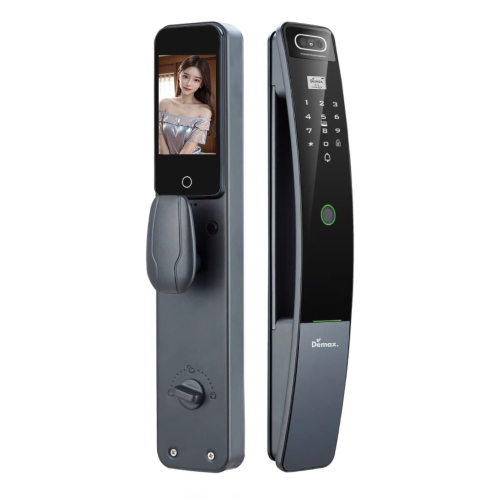 Khóa thông minh nhận diện khuôn mặt Face ID_3D Demax EL910 GS APP màu xám tro